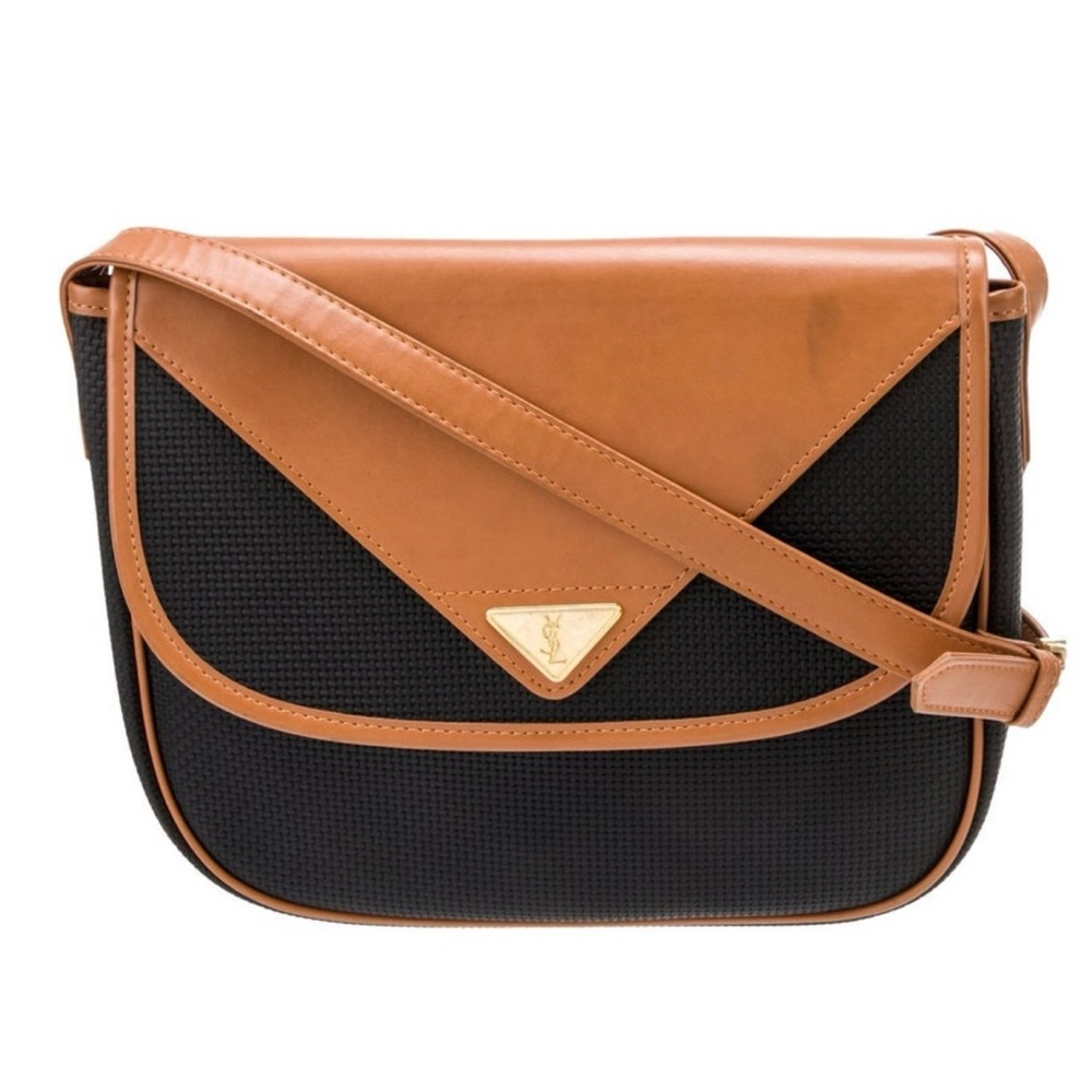 YSL Shoulder Crossbody Bag Black PVC Leather YSL Vintage Purse